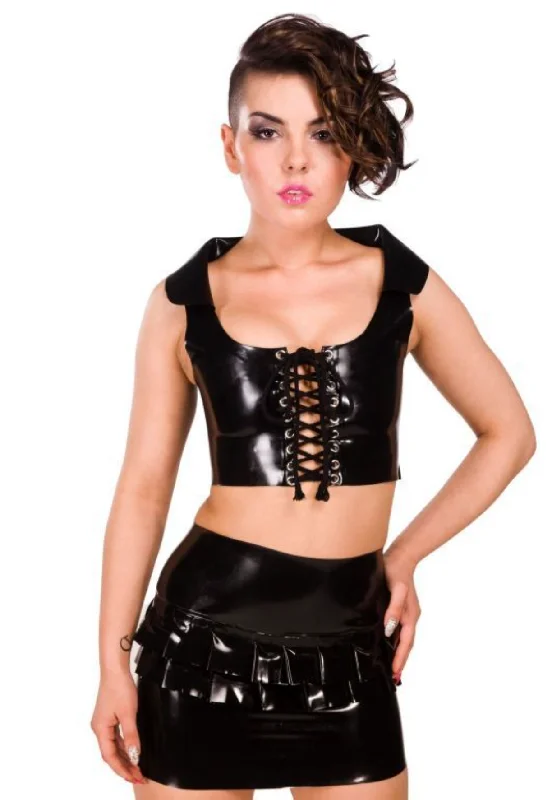 Anita Berg Latex mini skirt with ruffle