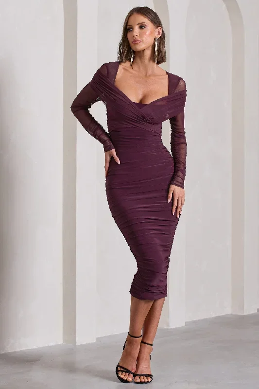 between-the-lines-plum-ruched-mesh-long-sleeved-bodycon-midi-dress-cl130077101