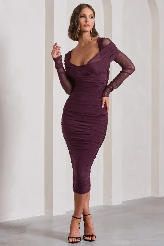 between-the-lines-plum-ruched-mesh-long-sleeved-bodycon-midi-dress-cl130077101