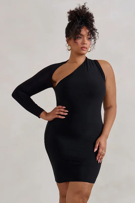 black-one-shoulder-bodycon-dress