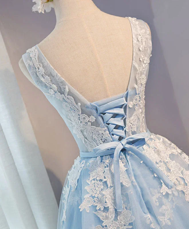 blue-v-neck-tulle-short-prom-dress-blue-homecoming-dress