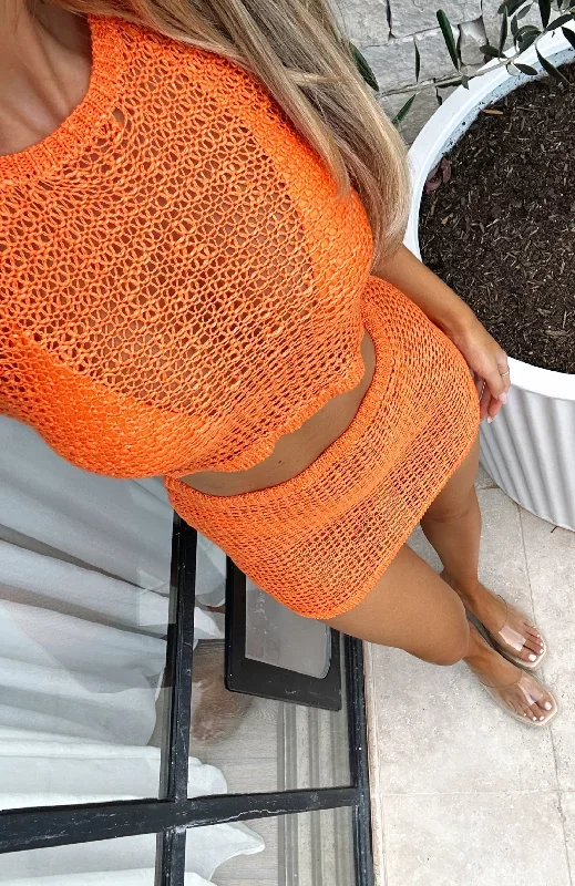 Centre Stage Knit Top Orange