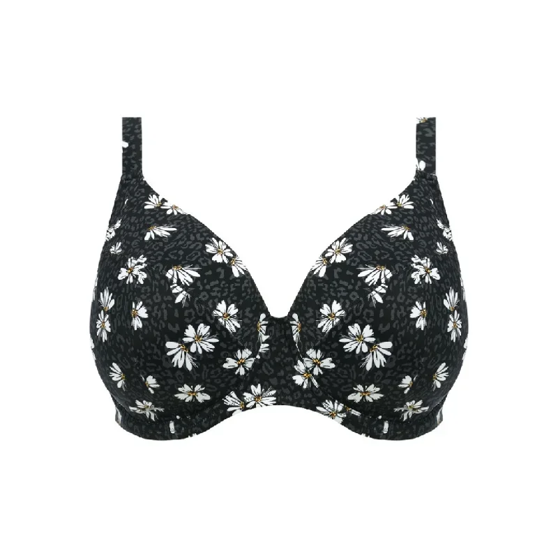 Plain Sailing Plunge Bikini Top Black Daisy