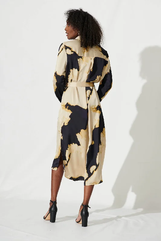 dayside-midi-shirt-dress-in-black-and-champagne-satin