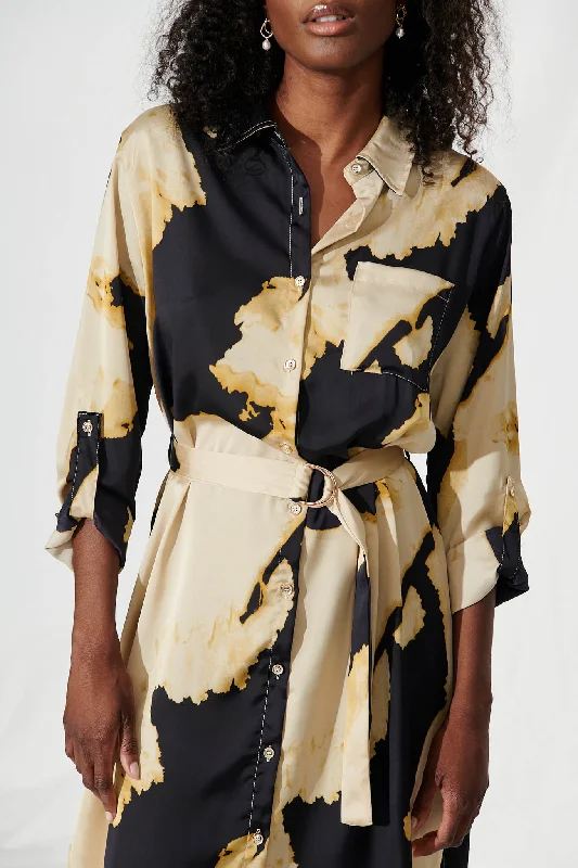 dayside-midi-shirt-dress-in-black-and-champagne-satin