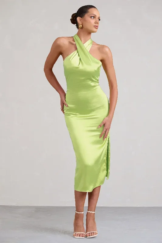 dazzling-lime-cross-over-halter-neck-midi-dress-cl127233009