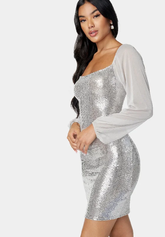 disco-dot-square-neck-dress-taupe-silver