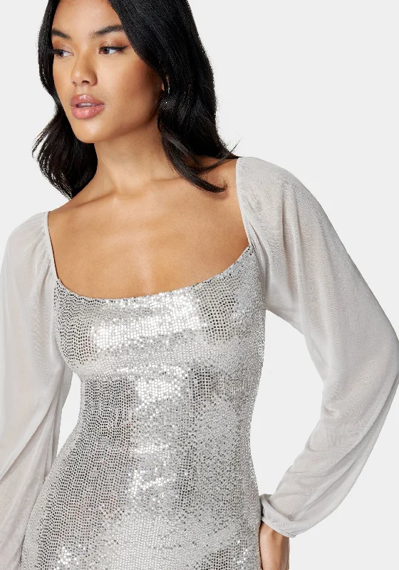 disco-dot-square-neck-dress-taupe-silver