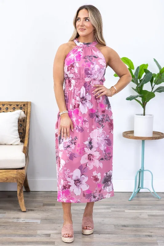 dusty-pink-floral-chiffon-halter-maxi-dress