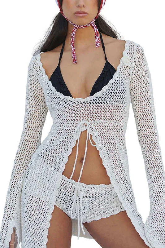 elegant-knitted-cutout-v-neck-lace-up-long-sleeves-cover-ups