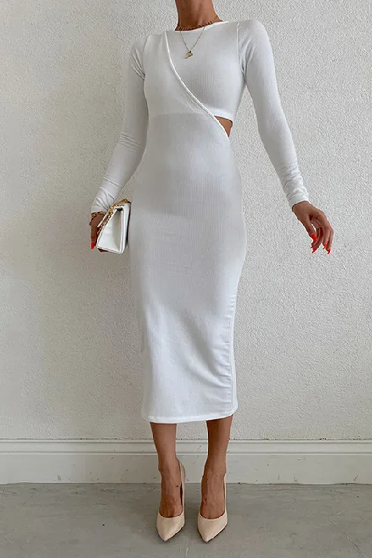 elegant-solid-hollowed-out-split-joint-o-neck-pencil-skirt-dresses