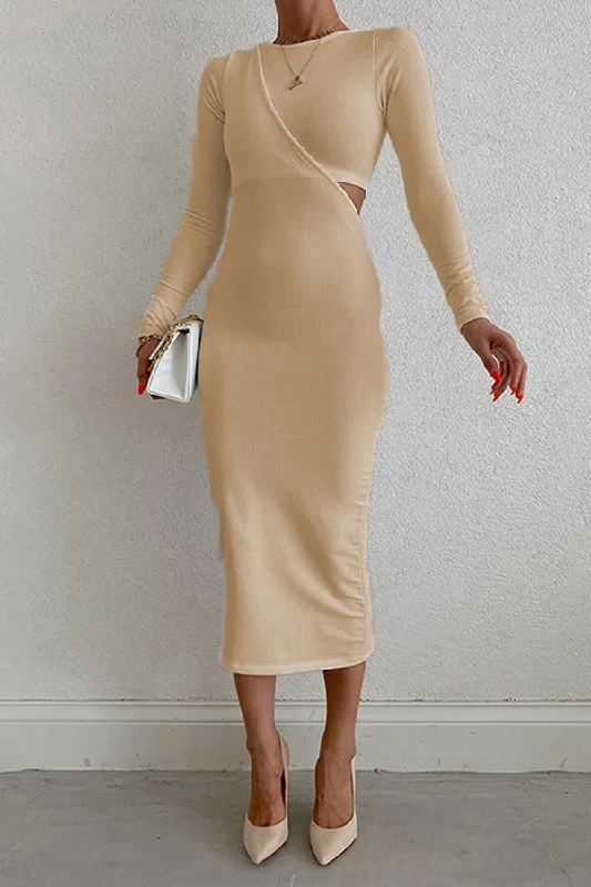 elegant-solid-hollowed-out-split-joint-o-neck-pencil-skirt-dresses