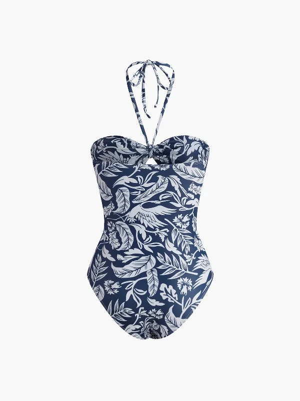 floral-print-halter-cutout-swimsuit