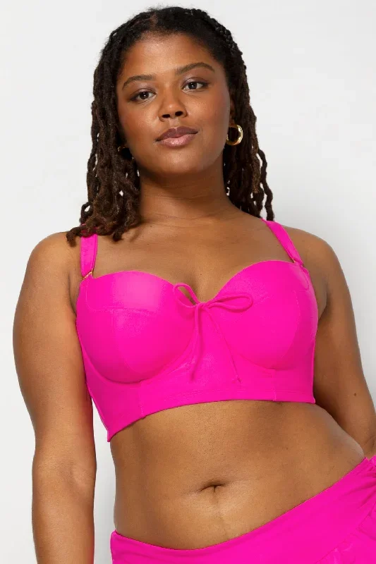 Long Lined Underwire Bikini Top | Fuchsia Sizzle