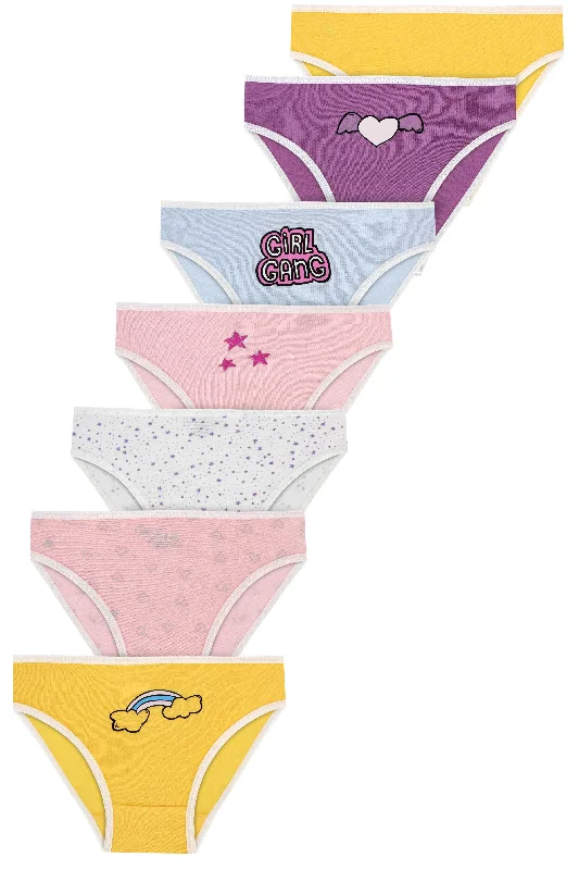 Girls Pack of 7 Bikini Briefs 100% Cotton