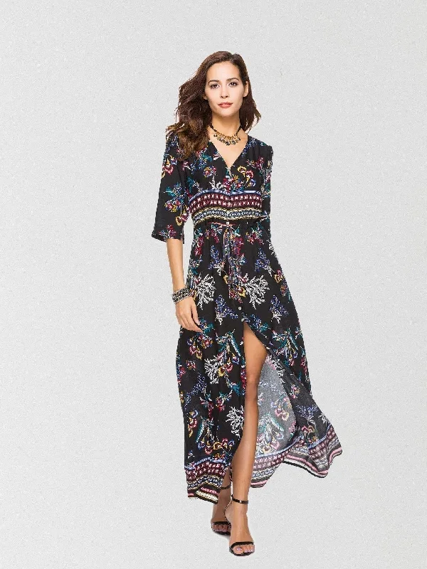 JuliaFashion-Going Somewhere Floral Button Down Maxi Dress