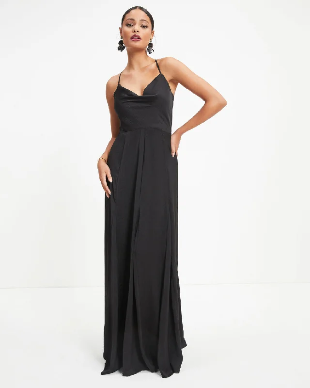 Hey Bella Satin Cowl Neck Maxi Dress