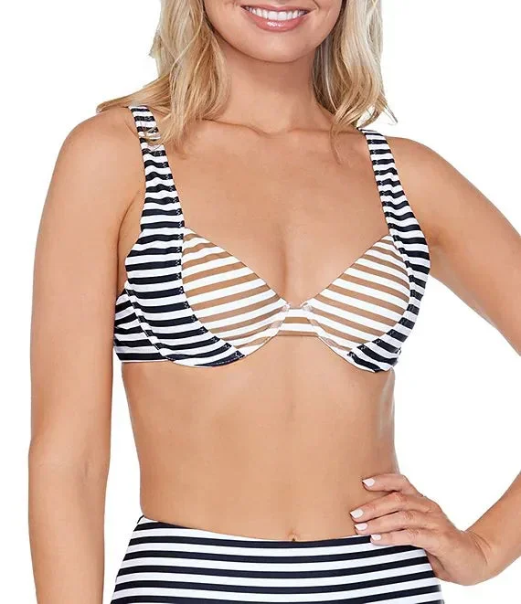 Raisins High Points Full Moon Stripe Underwire Swim Bra Top