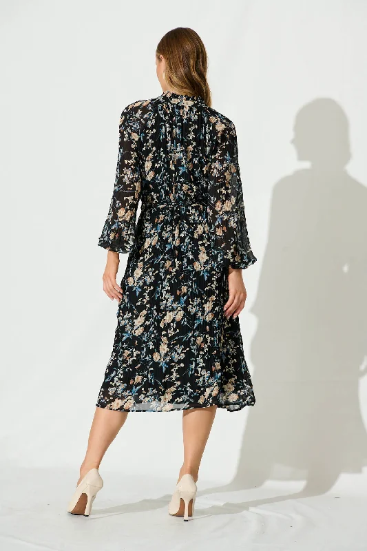 honolulu-midi-dress-in-black-multi-floral-pleated-chiffon