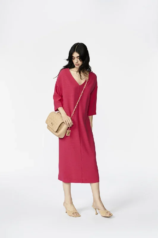 dress with rib structure in hot pink