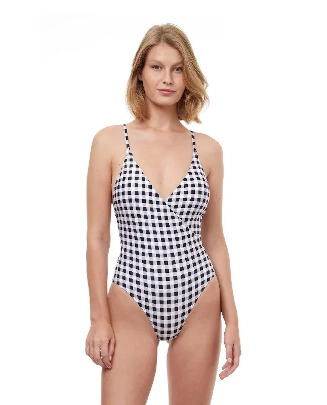 Luma Retro Glow V-Neck Over The Shoulder Surplice One Piece Swimsuit