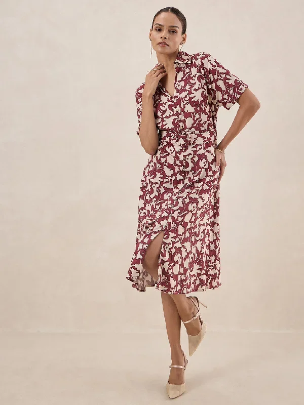 maroon-abstract-button-down-shirt-midi-dress-ff-5234