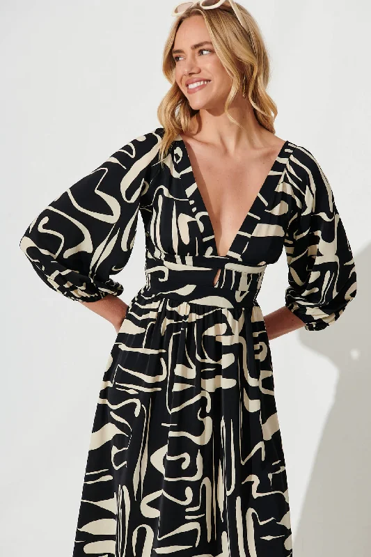 melski-maxi-dress-in-black-with-cream-swirl-print