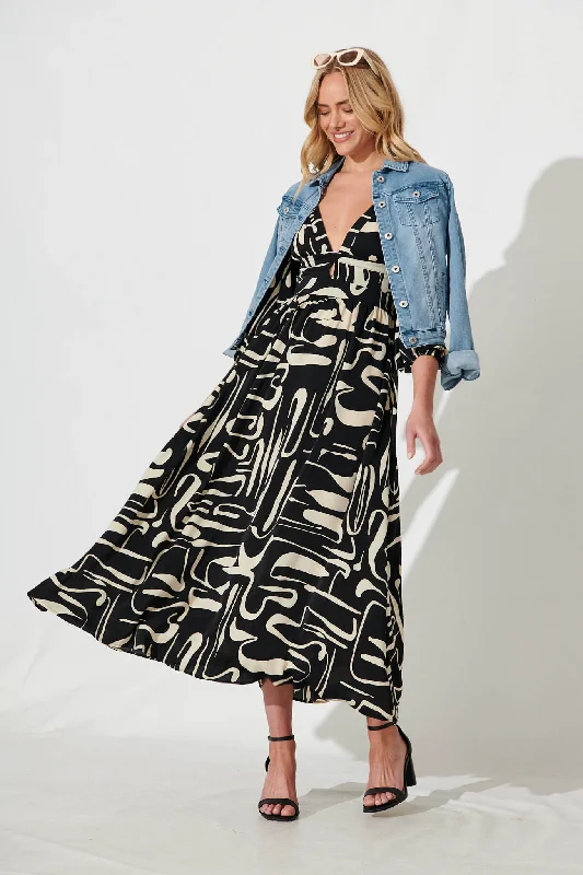 melski-maxi-dress-in-black-with-cream-swirl-print