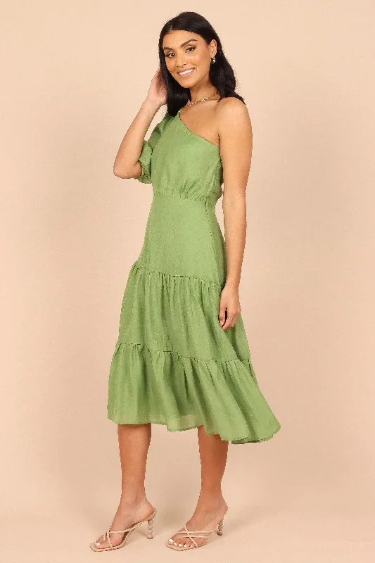 milla-one-shoulder-tiered-midi-dress-green