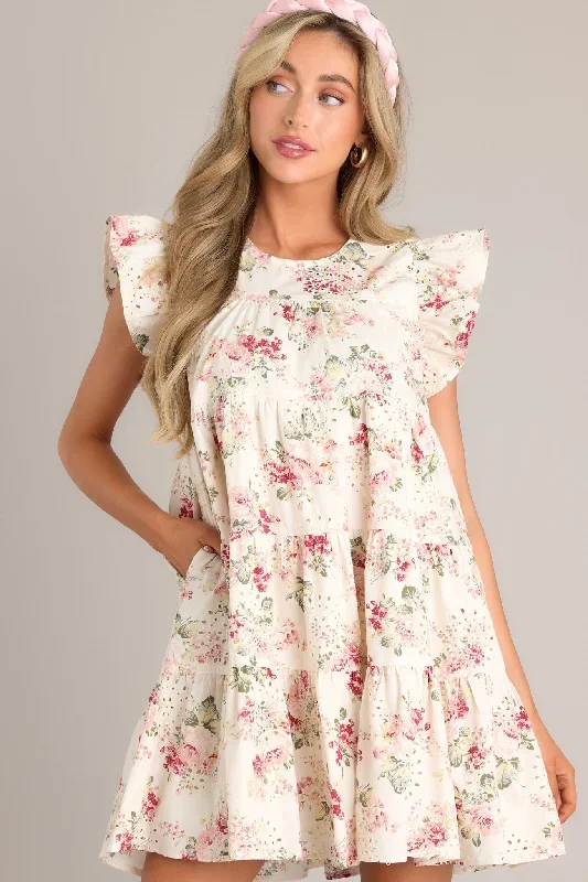 My Serenity Light Pink Flutter Sleeve Mini Dress