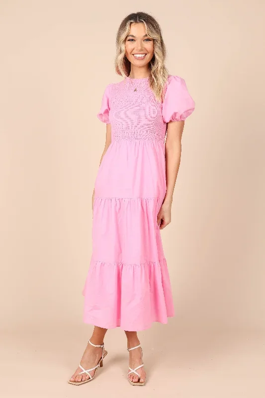 naura-shirred-tiered-midi-dress-pink