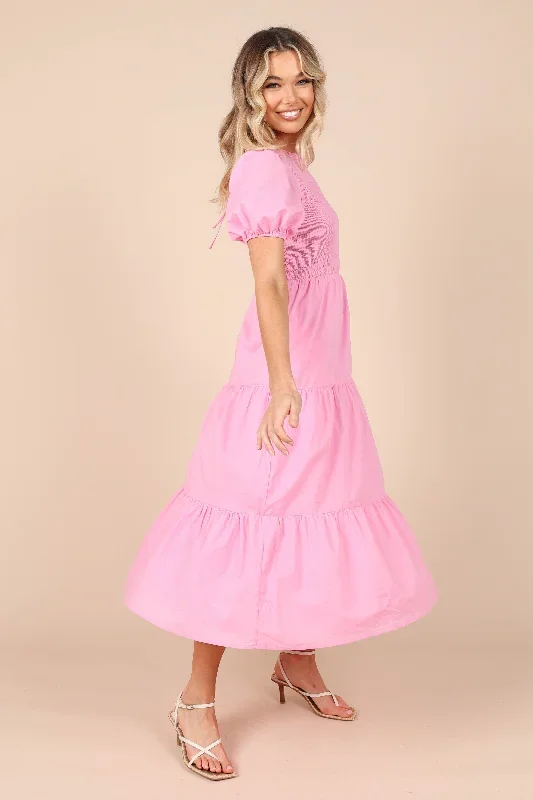 naura-shirred-tiered-midi-dress-pink