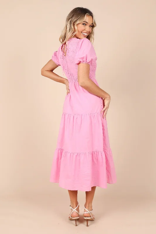 naura-shirred-tiered-midi-dress-pink