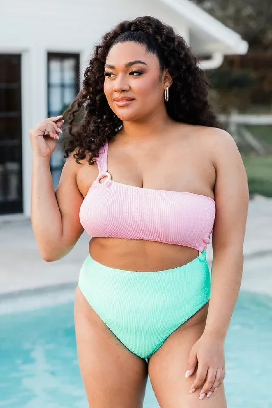 new-sweet-daydreams-pink-mint-cutout-one-shoulder-swimsuit