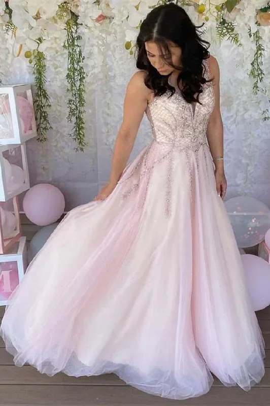 pink-tulle-beaded-sleeveless-a-line-prom-dress