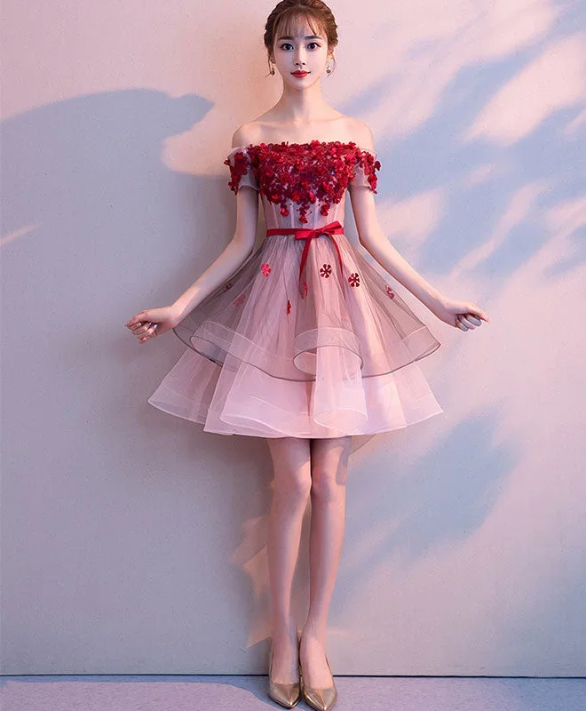 pink-tulle-lace-short-prom-dress-pink-tulle-homecoming-dress