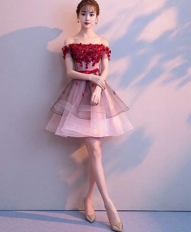 pink-tulle-lace-short-prom-dress-pink-tulle-homecoming-dress