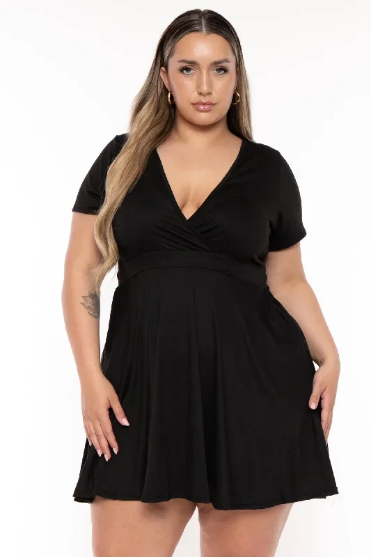 Plus Size Elaine Flare Dress - Black