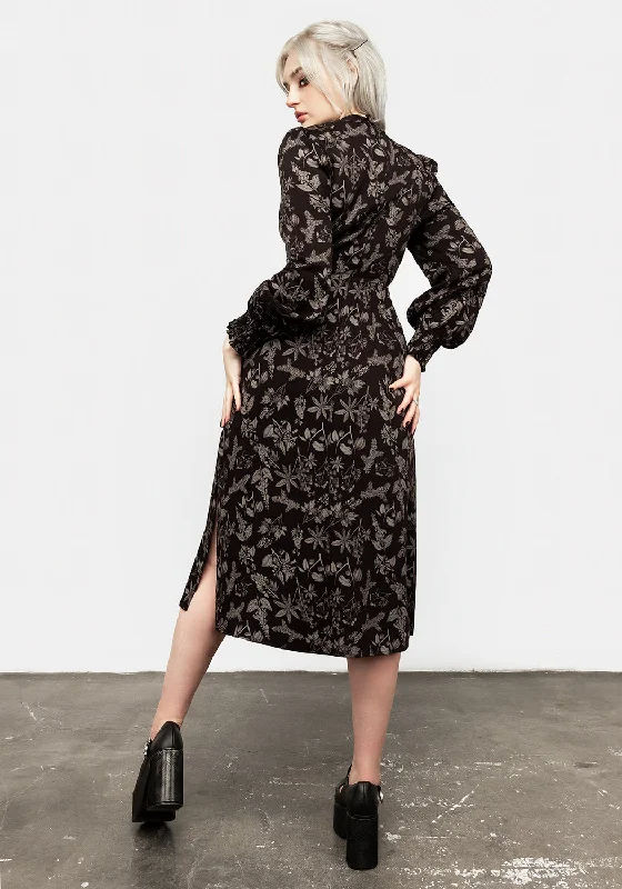 poisonous-plant-puff-sleeve-midi-dress