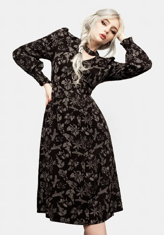 poisonous-plant-puff-sleeve-midi-dress