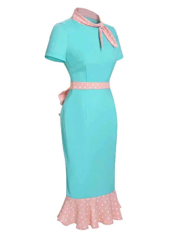 pre-sale-blue-green-1930s-polka-dots-ruffles-dress