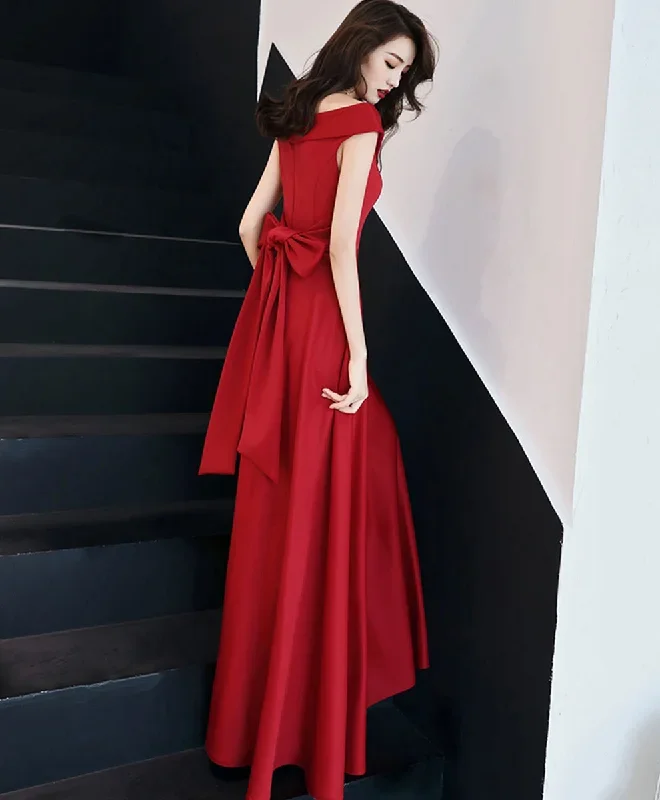 red-v-neck-long-prom-dress-red-bridesmaid-dress