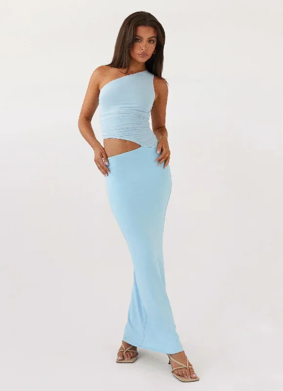 Seranella One Shoulder Maxi Dress - Sky Blue