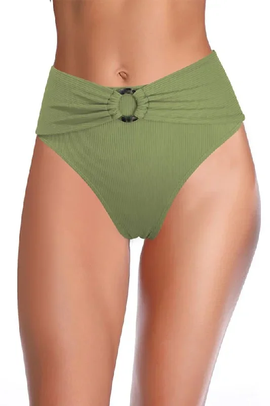 High Waisted Ribbed Ring Bikini Bottom