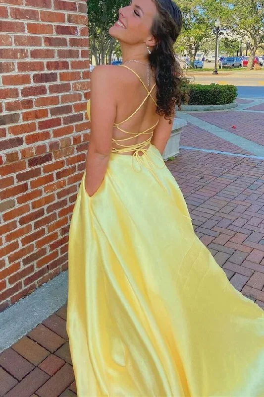 simple-yellow-empire-long-prom-dress