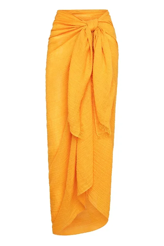 St. Tropez Sarong - Mango Crinkle Linen