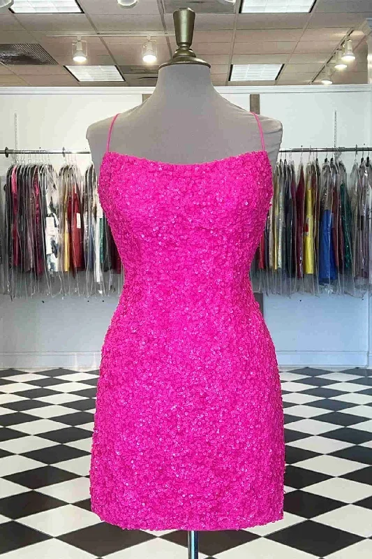 straps-hot-pink-sequined-tight-homecoming-dress