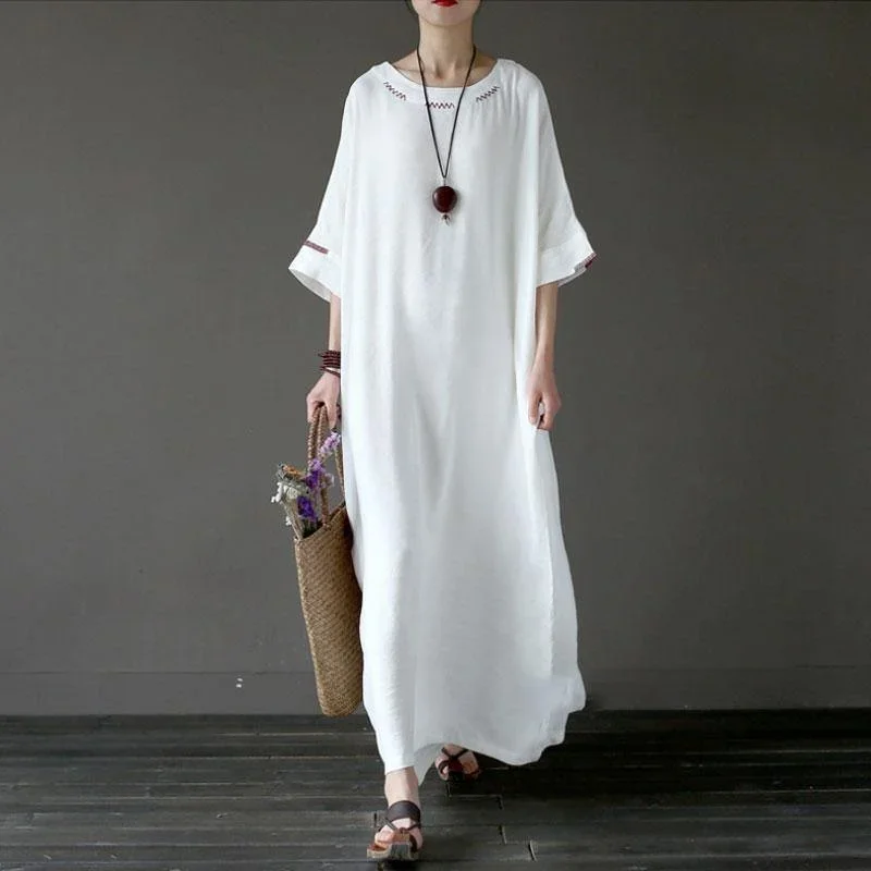 stylish-cotton-linen-maxi-dress-plus-size-clothing-women-flax-cotton-linen-12-sleeve-embroidery-white-dress