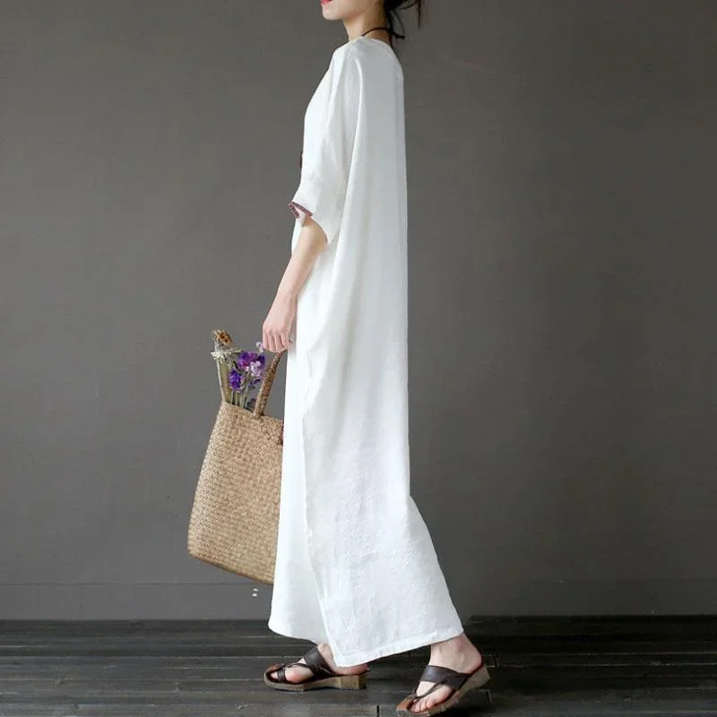 stylish-cotton-linen-maxi-dress-plus-size-clothing-women-flax-cotton-linen-12-sleeve-embroidery-white-dress