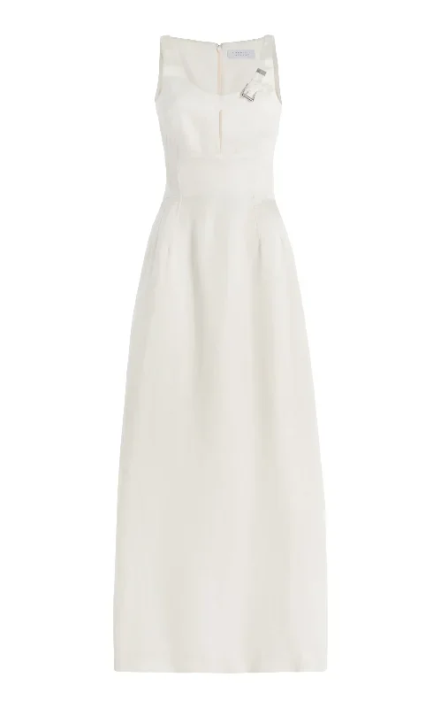 Sven Dress in Ivory Silk Linen Satin